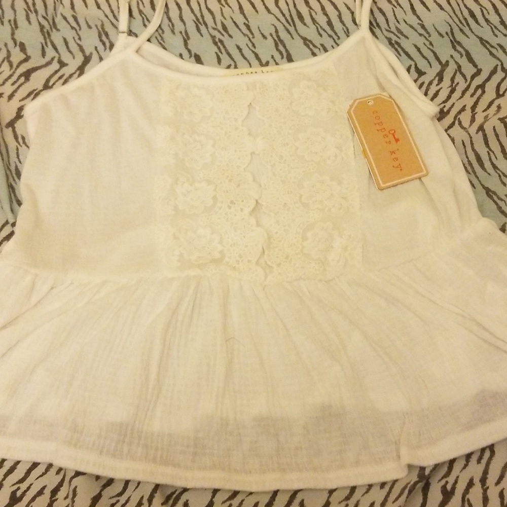 Copper Key jrs size small boho smocked tank